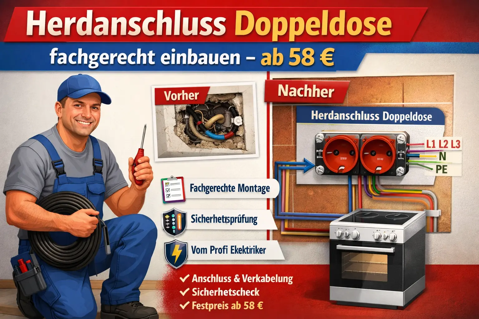 Herdanschluss doppeldose