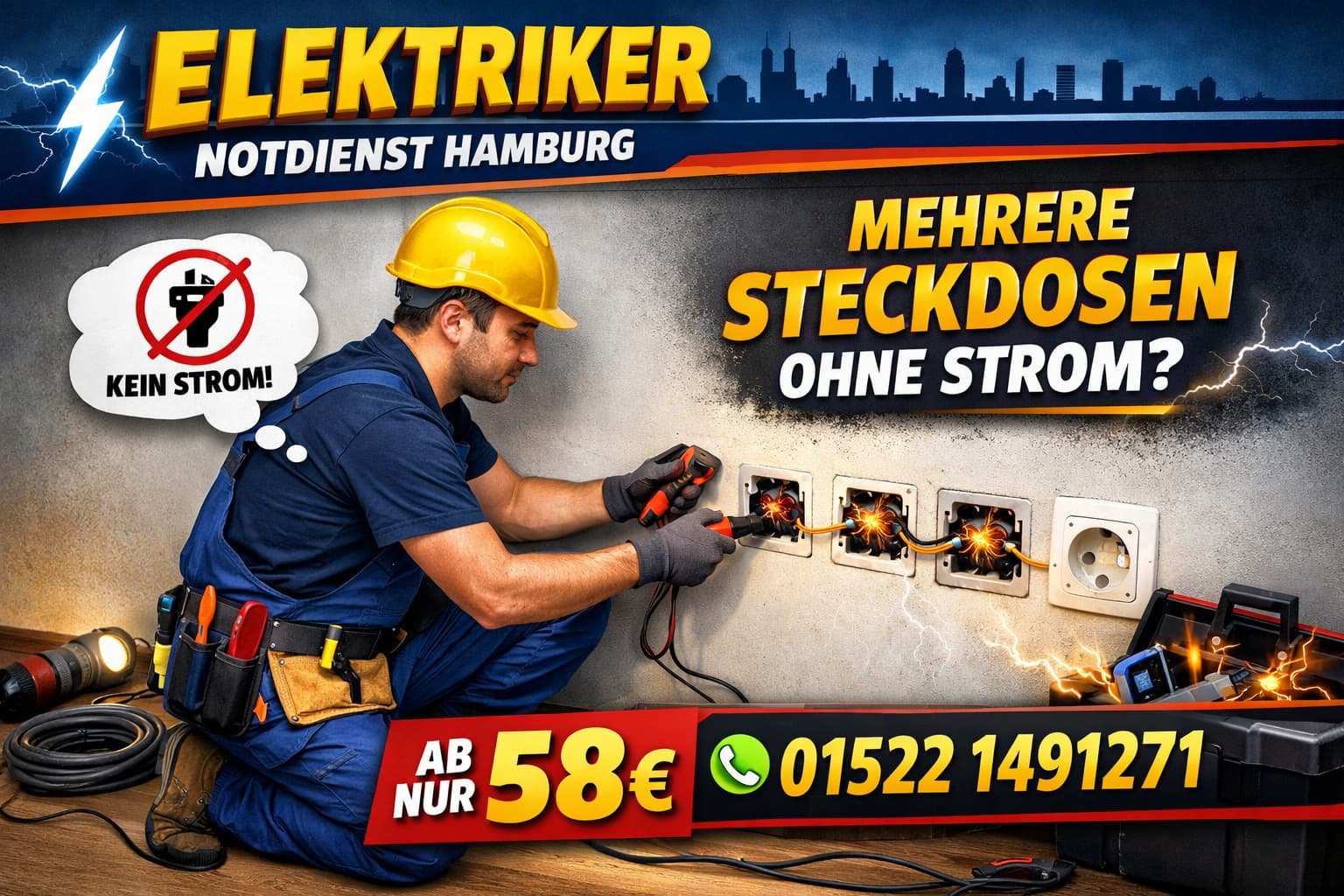 mehrere steckdosen ohne strom
