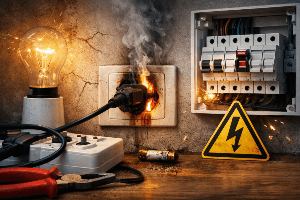 Flackerndes Licht und heiße Steckdose