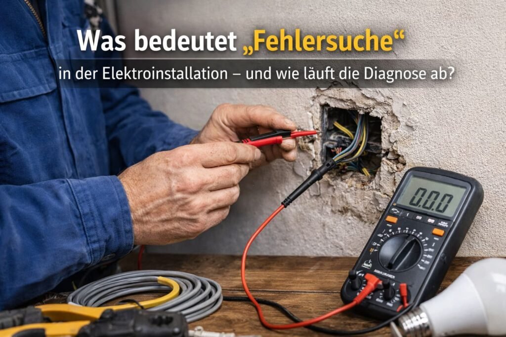 Elektriker prüft Verkabelung mit Multimeter bei Fehlersuche