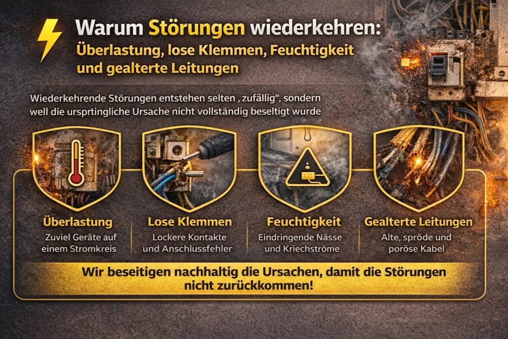 Warum Störungen wiederkehren: Überlastung, lose Klemmen, Feuchtigkeit und gealterte Leitungen