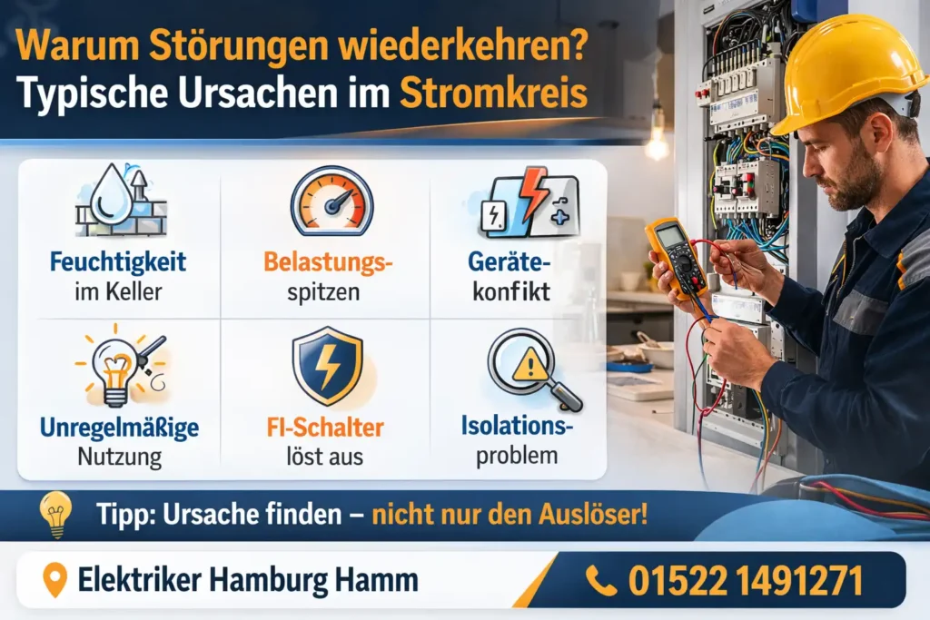 Warum Störungen wiederkehren: typische Ursachen von Feuchtigkeit bis Gerätekonflikt im Stromkreis