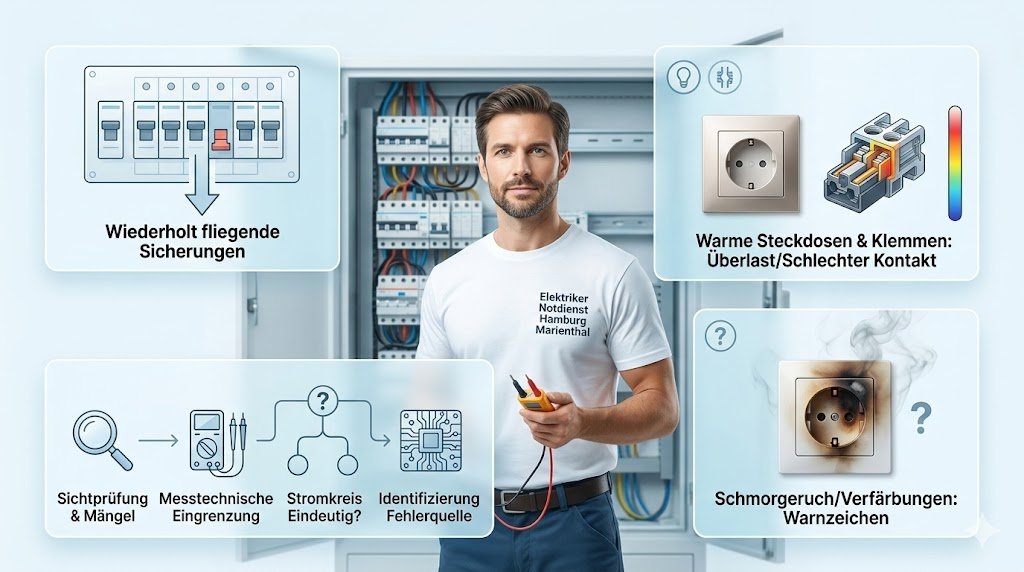 Was bei der Fehlersuche passiert: Messungen, Sichtprüfung und Eingrenzung des Stromkreises