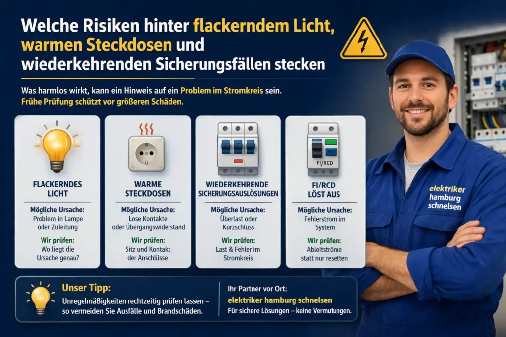 Welche Risiken hinter flackerndem Licht, warmen Steckdosen und wiederkehrenden Sicherungsfällen stecken