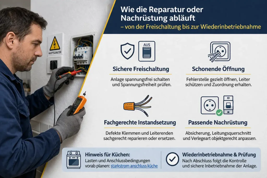 Wie die Reparatur oder Nachrüstung abläuft – von der Freischaltung bis zur Wiederinbetriebnahme