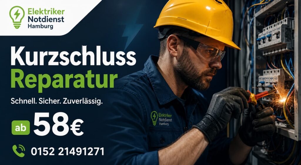 Elektriker bei der Fehlerbehebung am Sicherungskasten