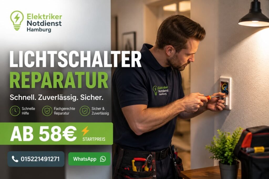 Elektriker bei der Fehlerbehebung in Hamburg