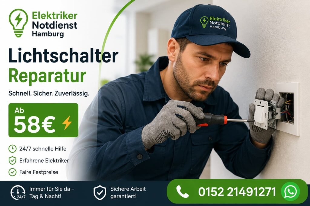 Elektriker bei der Behebung eines elektrischen Problems in Hamburg