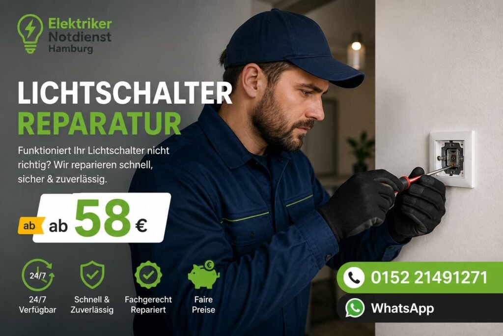 Elektriker bei der Behebung eines elektrischen Defekts in Hamburg