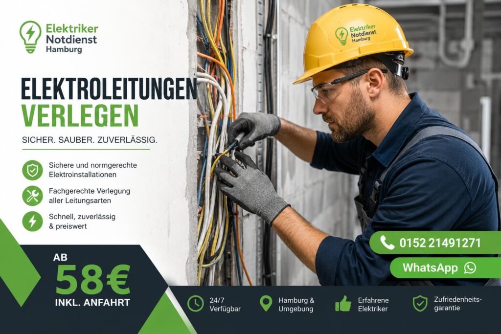 Elektriker bei professioneller Installation in Hamburg